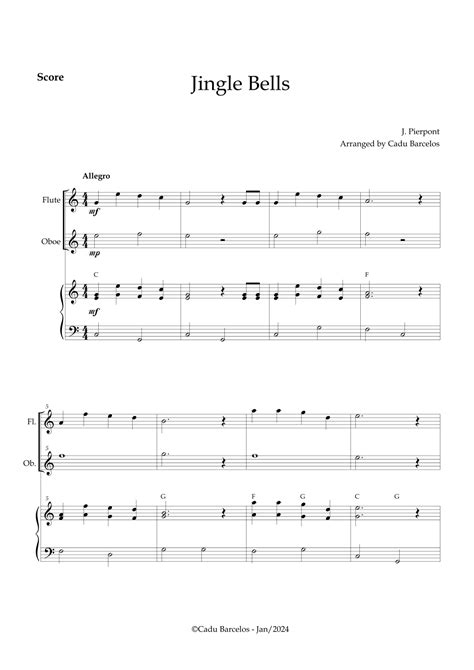 Jingle Bells Flute And Oboe Chords Arr Cadu Barcelos Sheet Music