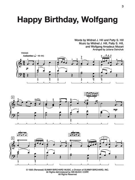 Printable Happy Birthday Sheet Music This Score Is Based On