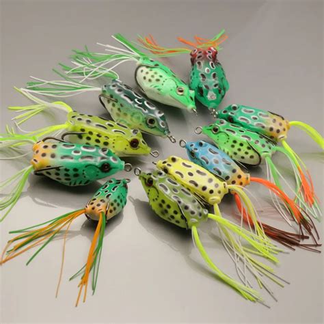 Fishing Lure Bait Artificial Frog With Tassel Double Barbed Hooks