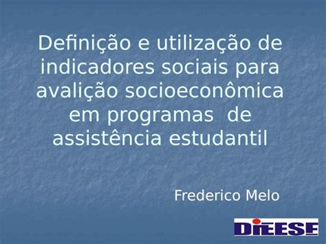 PPTX Definição e utilização de indicadores sociais para avalição