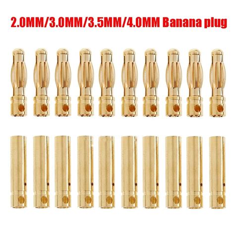 10Pair 2mm 3 0mm 3 5mm 4mm RC Battery Gold Plated Bullet Banana Plug