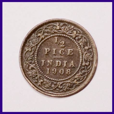 Half Pice 1908 Edward Vii British India Coin