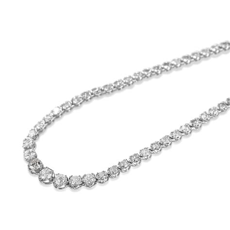 18ct White Gold Diamond Tennis Necklace Burlington