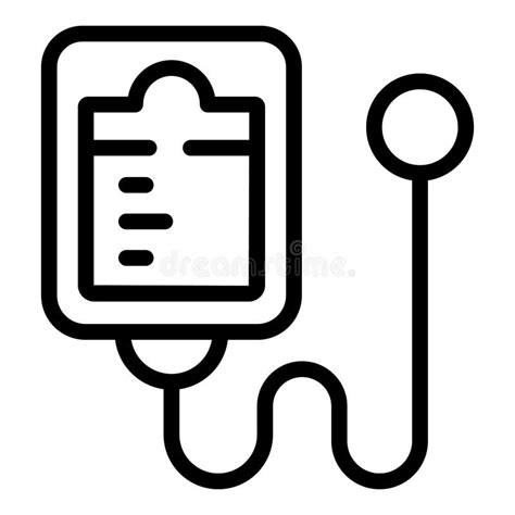 Black And White Vector Icon Of A Medical Iv Drip With Drop Detail Stock