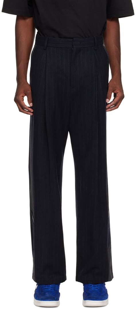 Navy Pinstripe Trousers By ADER Error On Sale