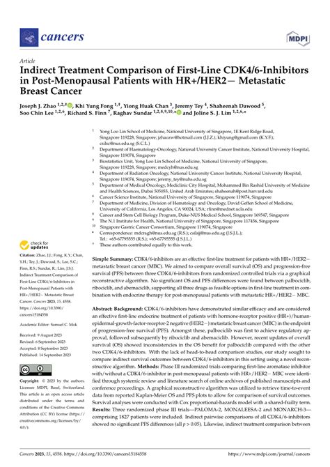 Pdf Indirect Treatment Comparison Of First Line Cdk Inhibitors In