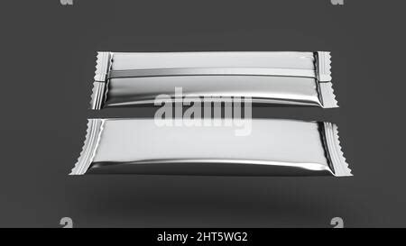 Blank Silver Rectangular Chocolate Bar Foil Wrap Mockup Front Back