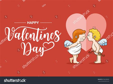Illustration Cupid Girl Cupid Boy Text Stock Vector (Royalty Free ...
