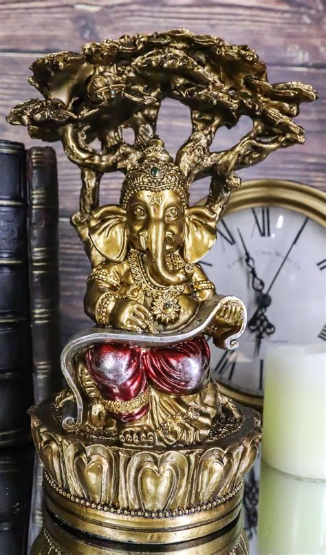 Vastu Hindu God Ganesha Writing Mahabharata Scrolls By Tree Of Life