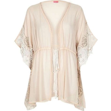 River Island Light Pink Embellished Sheer Kimono Liked On