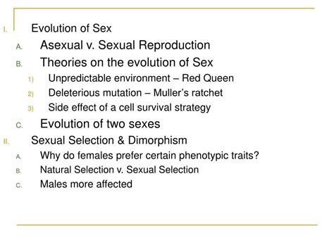 Ppt Evolution Of Sex Asexual V Sexual Reproduction Theories On The Evolution Of Sex
