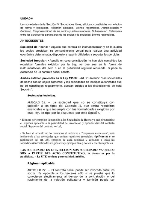 5 Seccion Cuarta Resumen Unidad 6 Las Sociedades De La Sección Iv