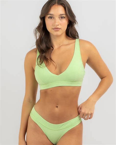 Shop Rip Curl Premium Surf D Dd Crop Bikini Top In Light Green Fast