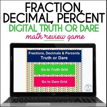 Fractions, Decimals & Percentages 6th, 7th Grade Math Review Game Truth ...