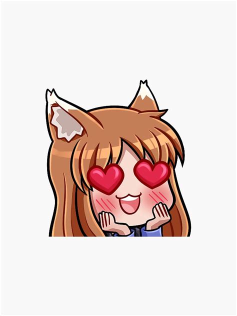 Pegatina Peeking Chibi Holo Heart Eyes Spice And Wolf De Pseudop