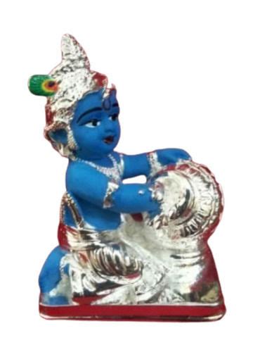 Easy To Clean 300 Grams 450x325 Inches Hand Carved Silver Coating Lord Krishna Statue At Best