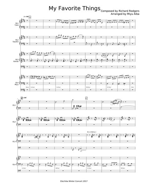 My Favorite Things Sheet Music For Piano Mixed Quartet