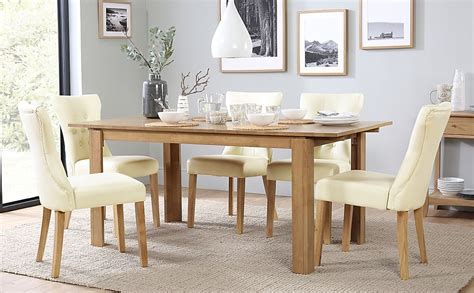 Bali Extending Dining Table And 4 Bewley Chairs Natural Oak Finished Solid Hardwood Ivory