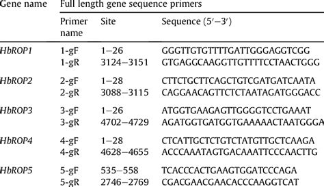 Specific Primers Used For Amplification Of The Full Length Gene