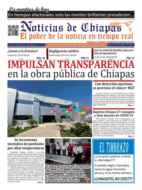 Peri Dico Noticias De Chiapas Edici N Virtual Viernes De Febrero De