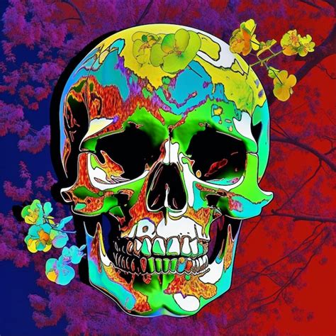 Premium Ai Image A Colorful Skull With Flowers On It And The Word