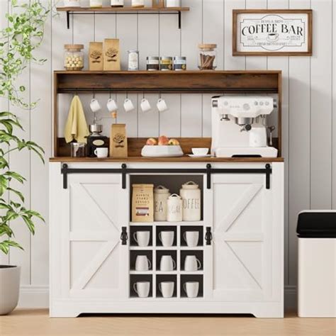 Amazon Ever Buy Farmhouse Coffee Bar With Wine Racks And