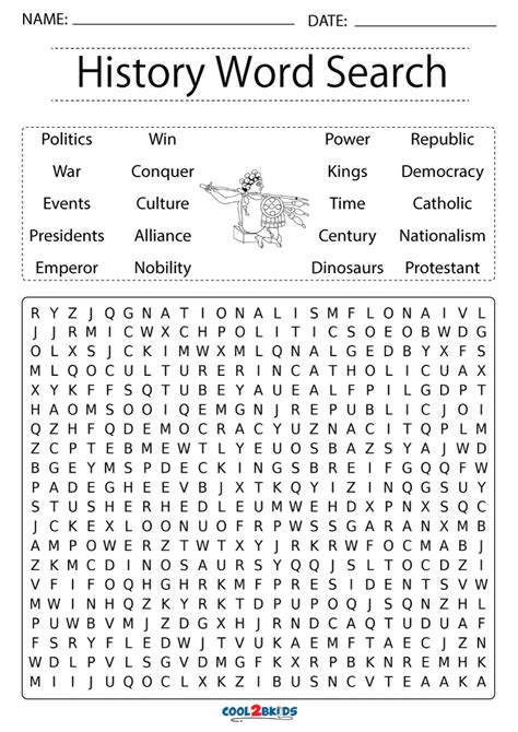 Printable History Word Search Cool2bkids