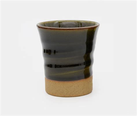 Japanese Ceramic Oribe Glaze Bamboo Ceramic Cup Zen Minded