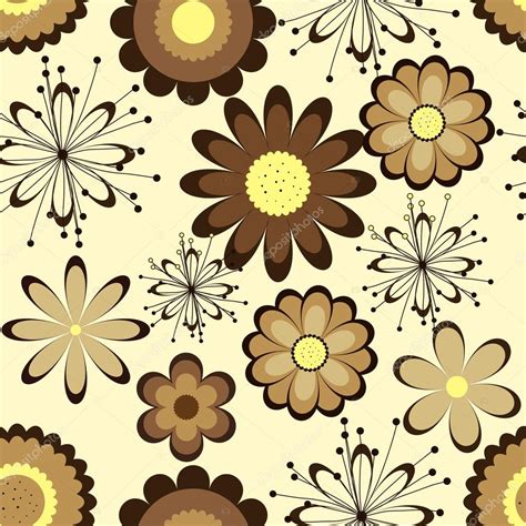 Floral seamless pattern. Brown flowers on light background. — Stock ...