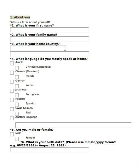 Examples Of Questionnaires For Students