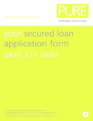 Fillable Online Pfs Secured Loan Application Form Pure Funding