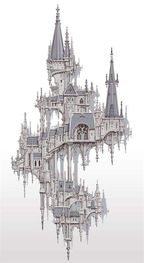 An Artistic Rendering Of A Castle Made Out Of Buildings And Spires