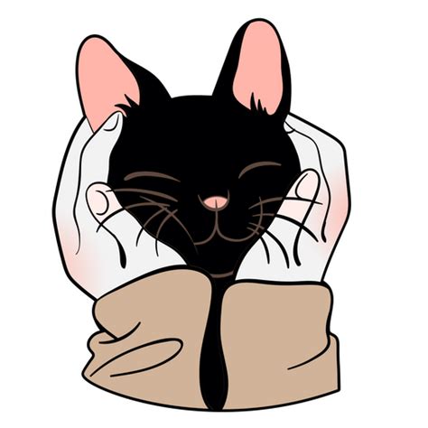 Black Kitten In Human Palms Sticker Sticker Mania Cute Anime Cat Kitten Drawing Cute Drawings