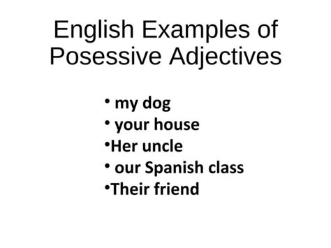 Spanish Possesive Adjectives Ppt