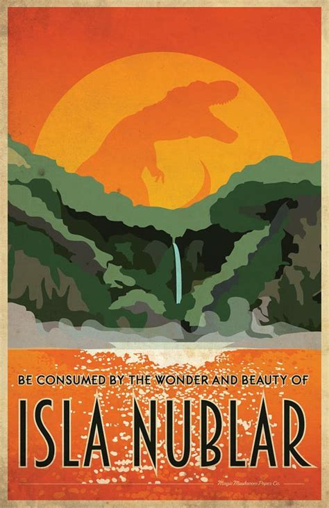 Isla Nublar Travel Poster Jurassic Park Poster Retro Travel Poster