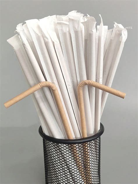 100 Pieces 1 Package Degradable Disposable Paper Straws Creative