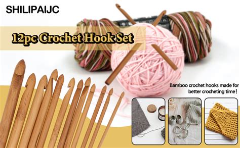 Shilipaijc Crochet Hook Set Pcs Bamboo Knitting Needles Knit Mm