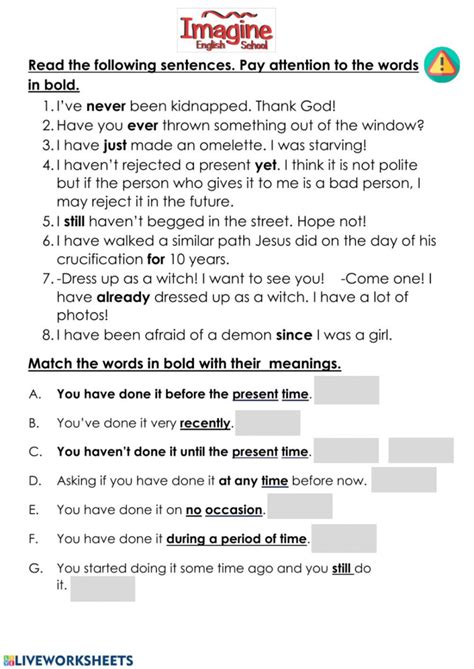 Present Perfect Adverbs Worksheet Adverbworksheets Net