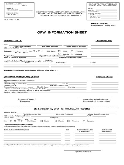 Workers Information Sheet Fill Out Sign Online DocHub