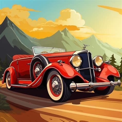 Premium Photo | Vintage car in cartoon design