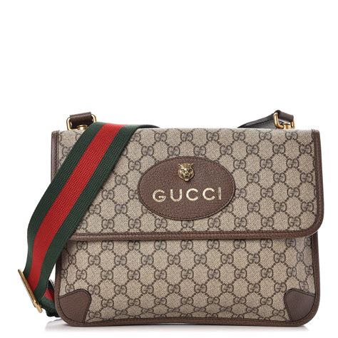 Gucci Gg Supreme Monogram Web Neo Vintage Double Flap Messenger Bag Beige New Acero Fashionphile