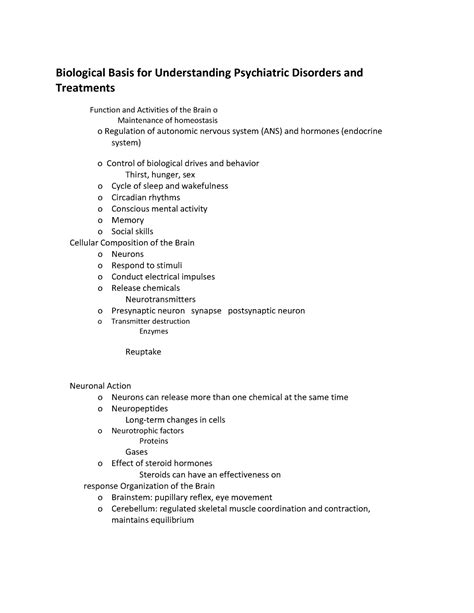 Biological Basis For Understanding Psychiatric Disorders And Treatment