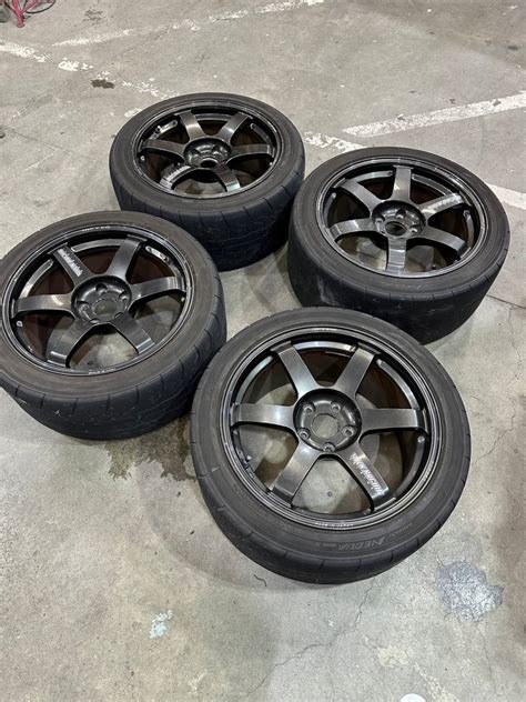 【やや傷や汚れあり】鍛造 Rays Te37 18インチ 95j45 5h1143 中古 タイヤ 25540r18 4本セットの落札