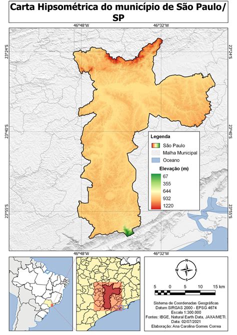 Mapa Hipsométrico de São Paulo SP Spatialnode