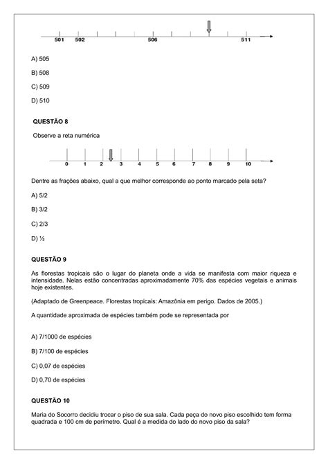 Avalia Ao Diagnostica Matemat Matriz De Referencia Ano Pdf