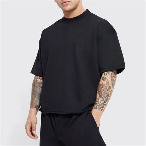 Oversized Crop Boxy Fit Tshirt Men S 100 Cotton Drop Shoulder