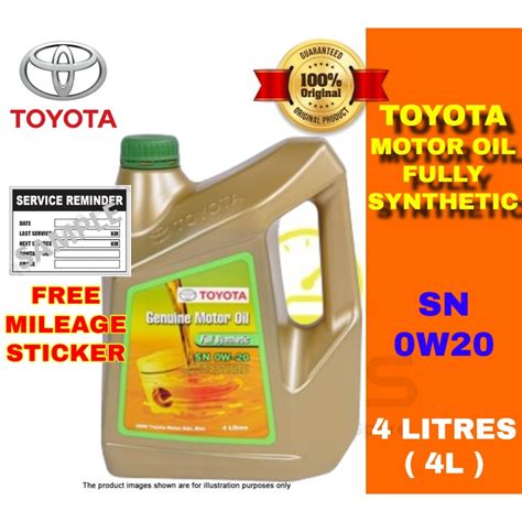 100% original Toyota Fully Synthetic SN 0w20 Engine Oil 4Litres 4L ...