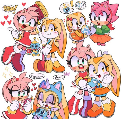 188487 Safe Artist Heartludwig Amy Rose Sonic Cheese Sonic