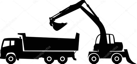 Excavator and dump truck — Stock Vector © IgorStrukov #21348533