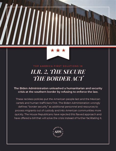 Top America First Solutions In H R 2 The Secure The Border Act Issues